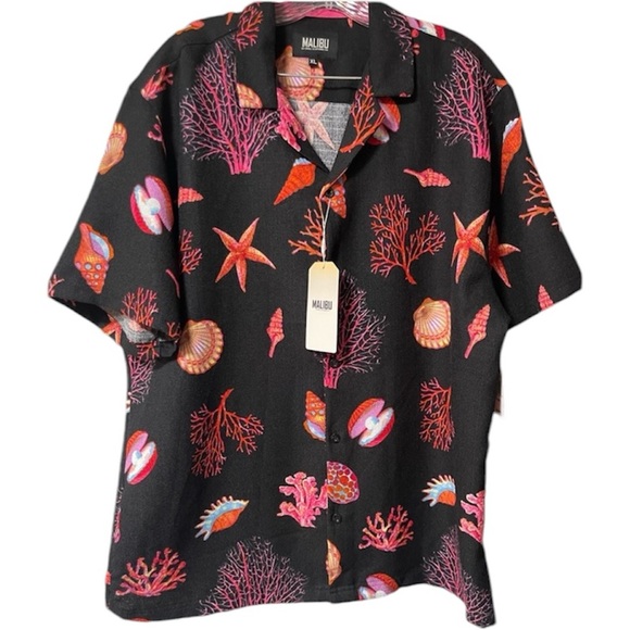Malibu Other - MALIBU by Drill Clothing Co. Sea Theme Short Sleeve Button-up Shirt Size XL
